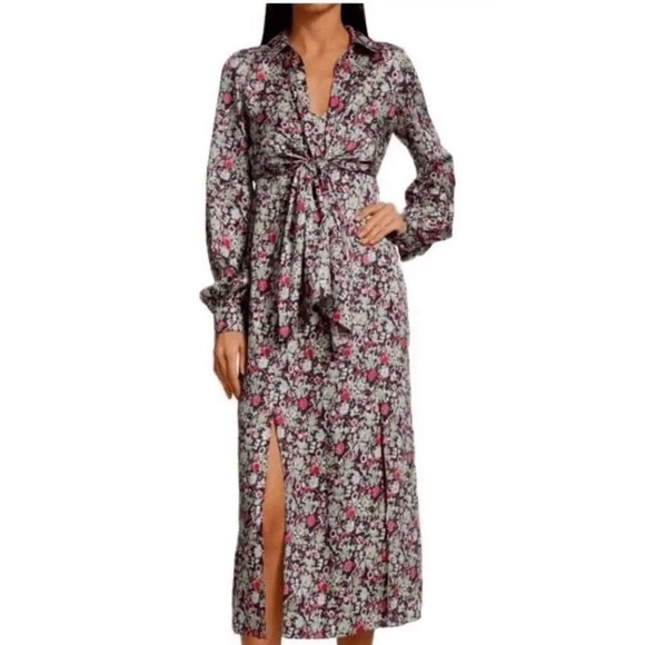 cinq a sept Dresses & Skirts - Cinq à Sept Quin Floral‎ Tie-Front Maxi Slit Dress Size 6? See Measurements